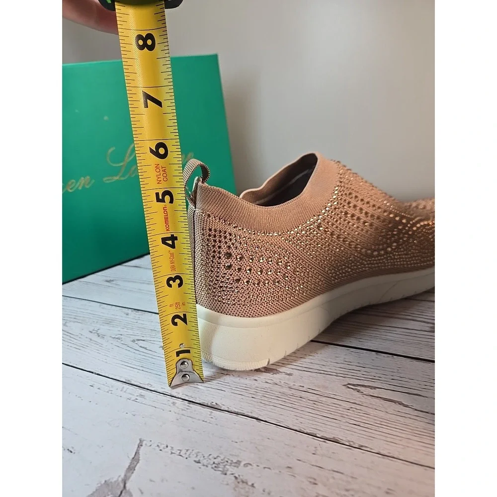 Lauren Lorraine Carin Women's Size 11‎ Rose Gold Slip-On Sneakers Shoes Bling